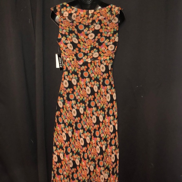VNTG Muse Floral Chiffon Dress Size 4 - Picture 2 of 5